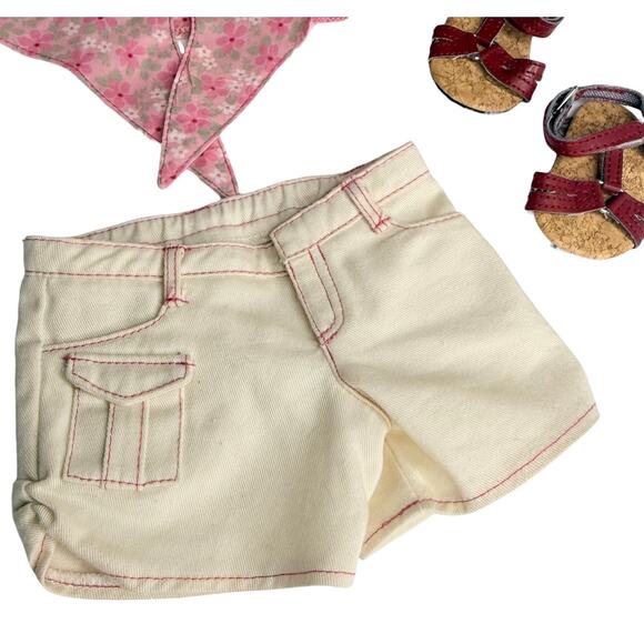 American Girl Nicki Tie Top & Shorts Outfit Shoes Nikki Doll Clothes No Belt Box - Picture 5 of 9
